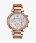 Michael Kors Parker Analog White Dial Gold Band Women's Stainless Steel Watch-MK5491