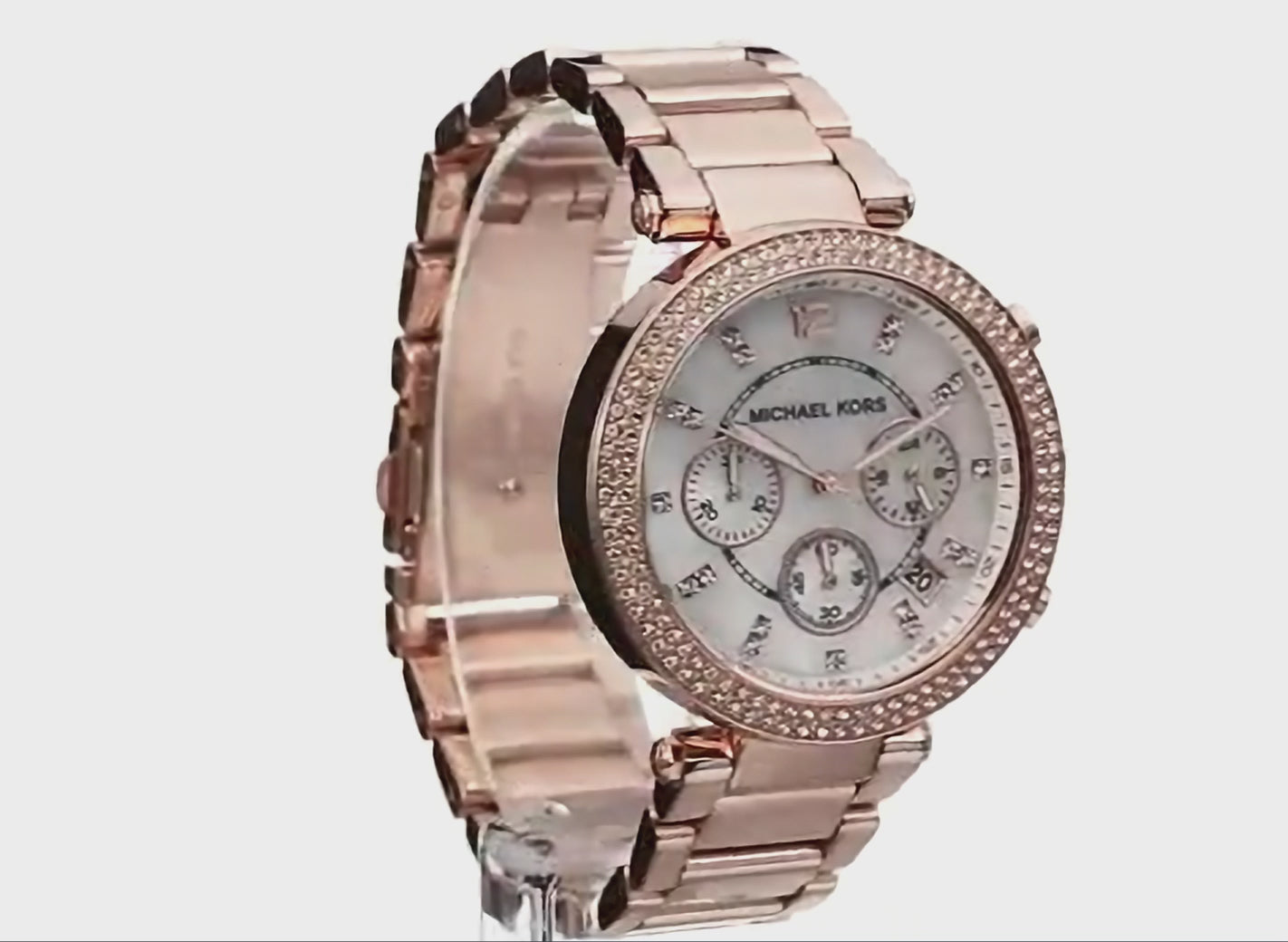 Michael Kors Parker Analog White Dial Gold Band Women's Stainless Steel Watch-MK5491